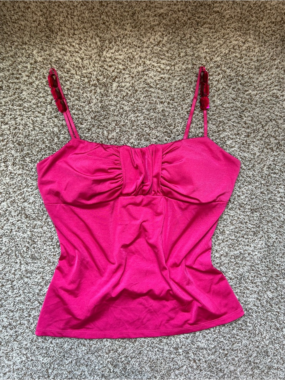 Y2K Pink Ruched Bust Cami Tank Top